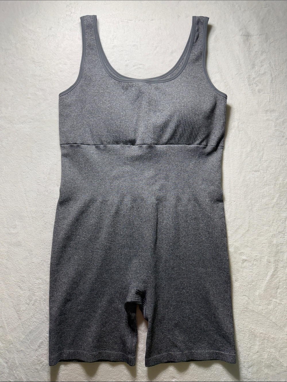 torrid Gray Ribbed Yoga/Bike One-Piece Romper